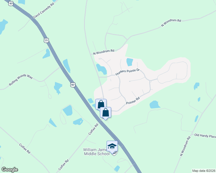 map of restaurants, bars, coffee shops, grocery stores, and more near 1007 Houndsbark Court in Statesboro