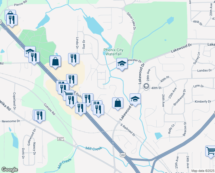 map of restaurants, bars, coffee shops, grocery stores, and more near 3816 Holland Ct in Phenix City