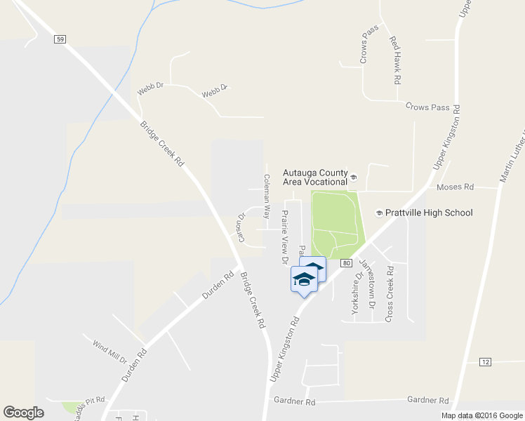 map of restaurants, bars, coffee shops, grocery stores, and more near 607 Coleman Way in Prattville
