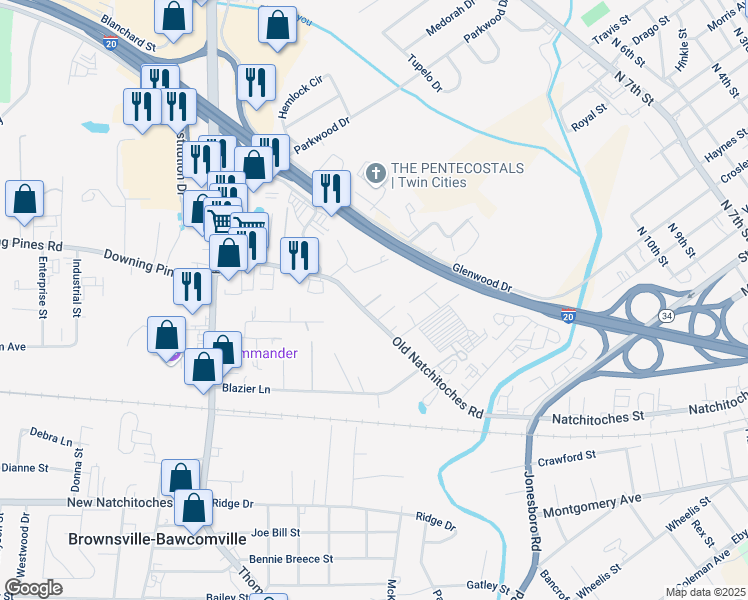 map of restaurants, bars, coffee shops, grocery stores, and more near 1778-1864 Old Natchitoches Rd in West Monroe