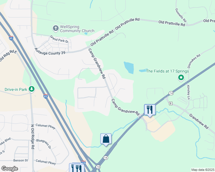 map of restaurants, bars, coffee shops, grocery stores, and more near 4765 Camp Grandview Road in Millbrook