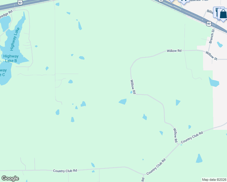 map of restaurants, bars, coffee shops, grocery stores, and more near 1350 Willow Road in Hallsville