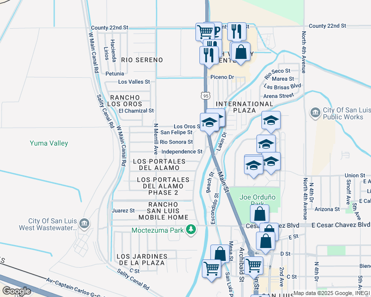 map of restaurants, bars, coffee shops, grocery stores, and more near 11158-11298 Rio Sonora in San Luis