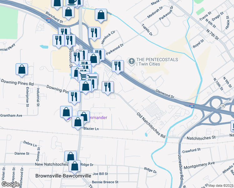 map of restaurants, bars, coffee shops, grocery stores, and more near 1864 Old Natchitoches Rd in West Monroe