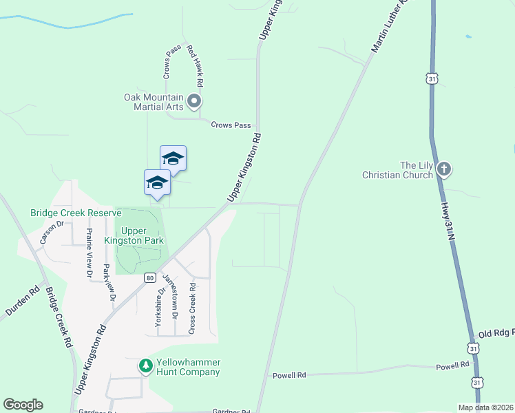 map of restaurants, bars, coffee shops, grocery stores, and more near 124 Moses Road in Prattville