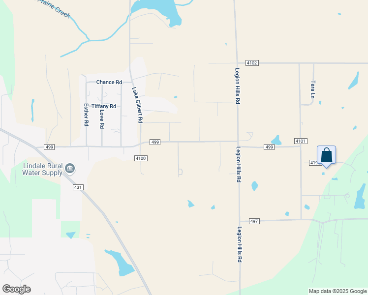 map of restaurants, bars, coffee shops, grocery stores, and more near 12577 County Road 499 in Lindale
