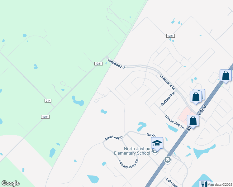 map of restaurants, bars, coffee shops, grocery stores, and more near 633 Mockingbird Lane in Burleson
