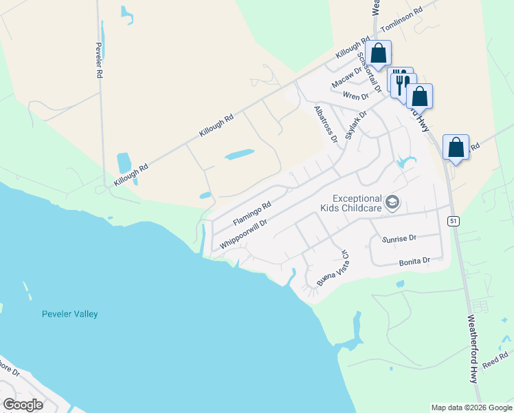 map of restaurants, bars, coffee shops, grocery stores, and more near 818 Flamingo Road in Granbury