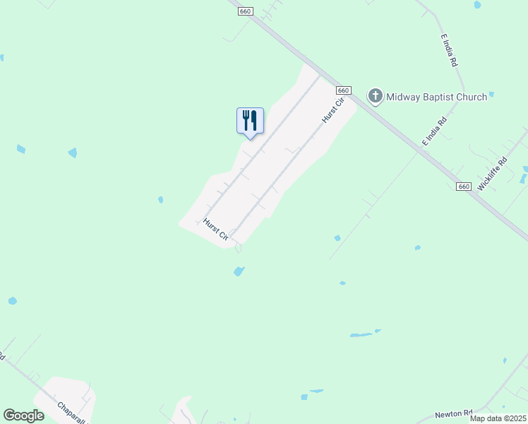 map of restaurants, bars, coffee shops, grocery stores, and more near 170 Hurst Circle in Ferris