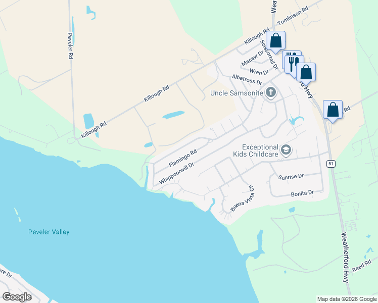map of restaurants, bars, coffee shops, grocery stores, and more near 818 Flamingo Road in Granbury