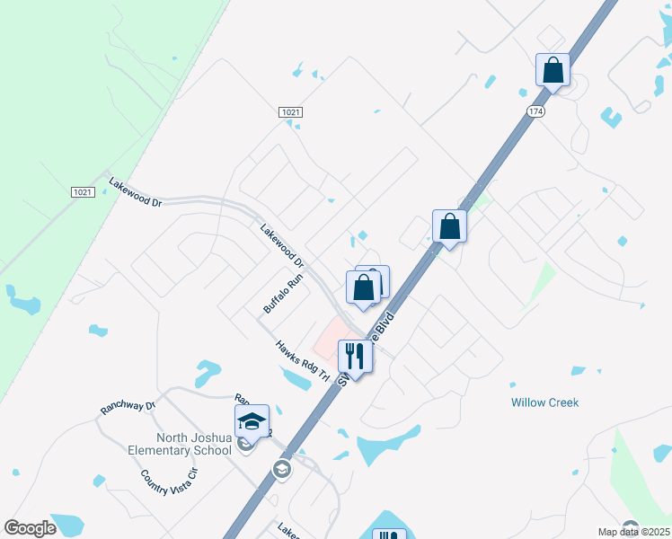 map of restaurants, bars, coffee shops, grocery stores, and more near 208 Arrowhead Drive in Burleson