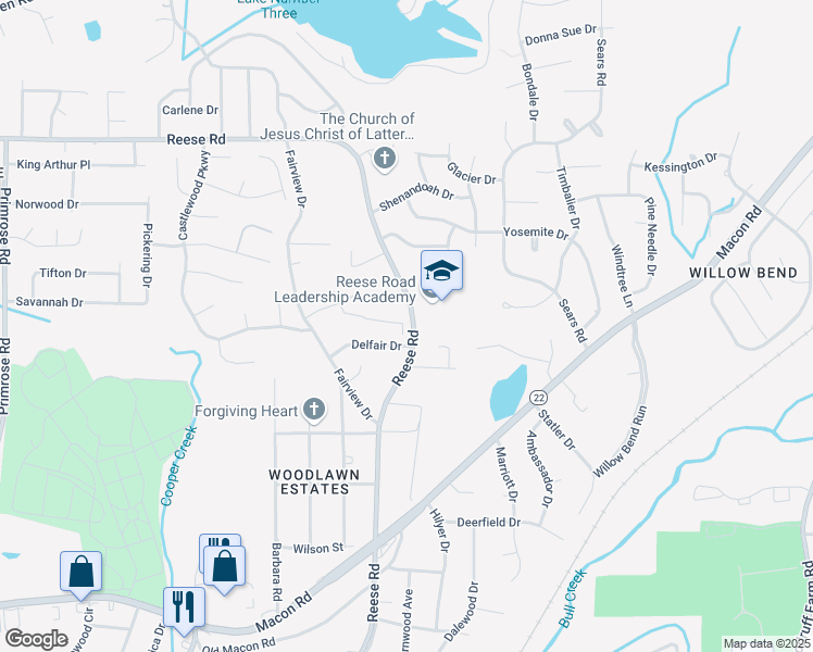 map of restaurants, bars, coffee shops, grocery stores, and more near 3027 Reese Road in Columbus