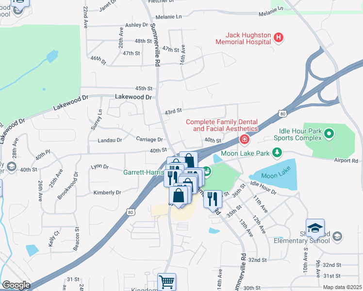 map of restaurants, bars, coffee shops, grocery stores, and more near 3911 16th Avenue in Phenix City