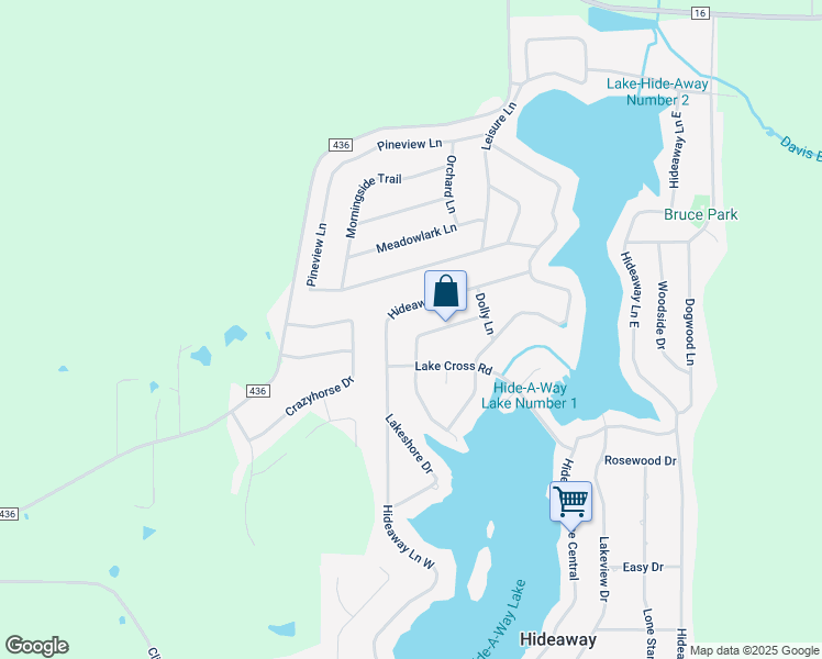 map of restaurants, bars, coffee shops, grocery stores, and more near 1509 Tanglewood Drive West in Hideaway