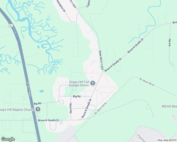 map of restaurants, bars, coffee shops, grocery stores, and more near 24 Moses Road in Beaufort