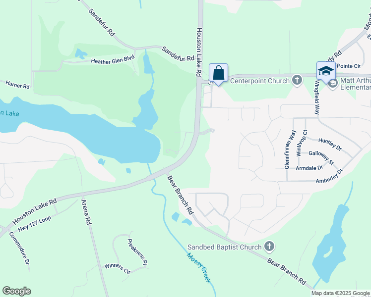 map of restaurants, bars, coffee shops, grocery stores, and more near Houston Lake Road in Kathleen