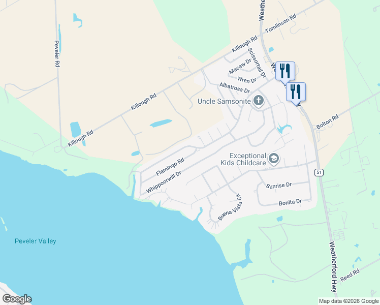 map of restaurants, bars, coffee shops, grocery stores, and more near 720 Whippoorwill Drive in Granbury