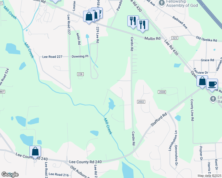 map of restaurants, bars, coffee shops, grocery stores, and more near 389 Lee Road 102 in Smiths Station