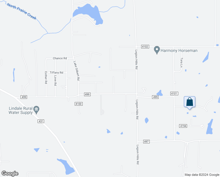 map of restaurants, bars, coffee shops, grocery stores, and more near 12577 County Road 499 in Lindale