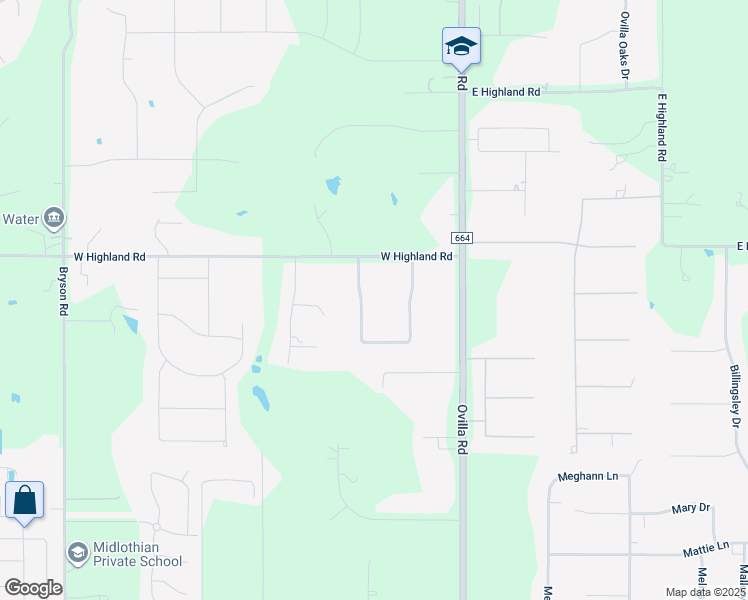 map of restaurants, bars, coffee shops, grocery stores, and more near 7870 West Highland Road in Ovilla