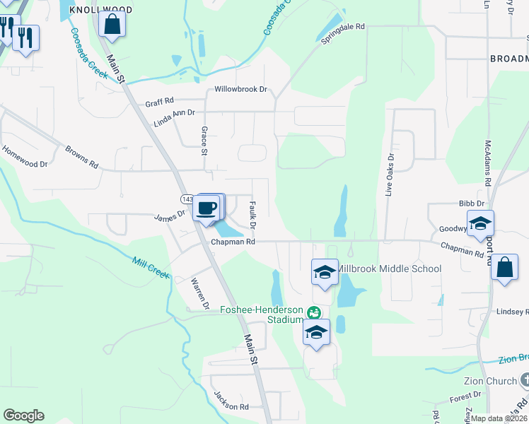 map of restaurants, bars, coffee shops, grocery stores, and more near 122 Lilly Pad Circle in Millbrook