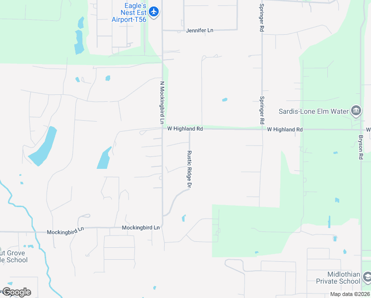 map of restaurants, bars, coffee shops, grocery stores, and more near 1750 Rustic Ridge Drive in Midlothian