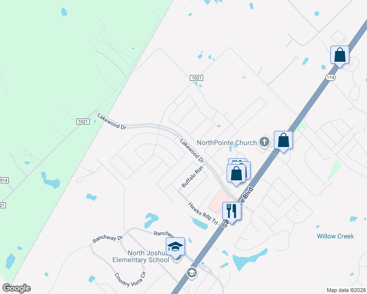 map of restaurants, bars, coffee shops, grocery stores, and more near 312 Richard Street in Burleson