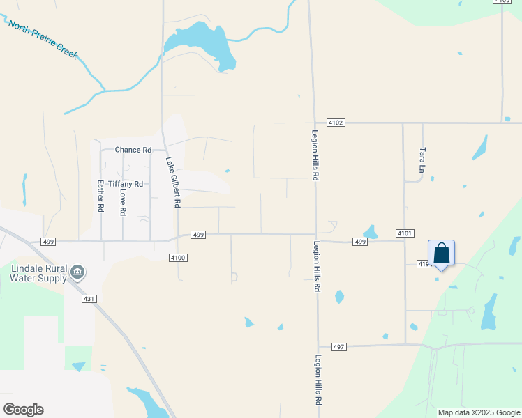 map of restaurants, bars, coffee shops, grocery stores, and more near Rolling Meadows Drive in Lindale