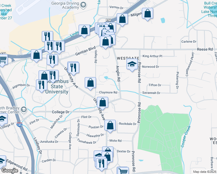 map of restaurants, bars, coffee shops, grocery stores, and more near 4035 Anglin Road in Columbus