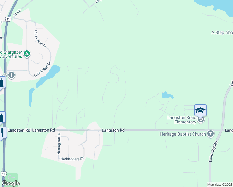 map of restaurants, bars, coffee shops, grocery stores, and more near 411 Langston Road in Perry