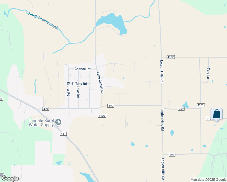 map of restaurants, bars, coffee shops, grocery stores, and more near 16142 County Road 4100 in Lindale