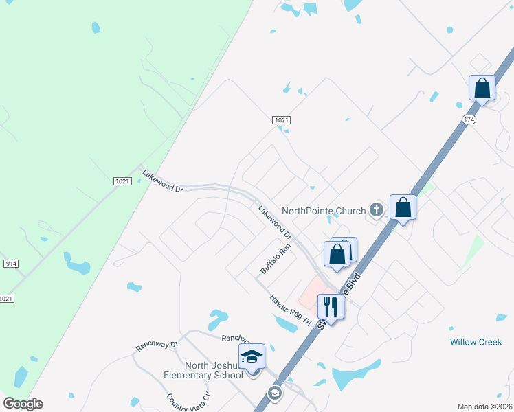 map of restaurants, bars, coffee shops, grocery stores, and more near 312 Richard Street in Burleson