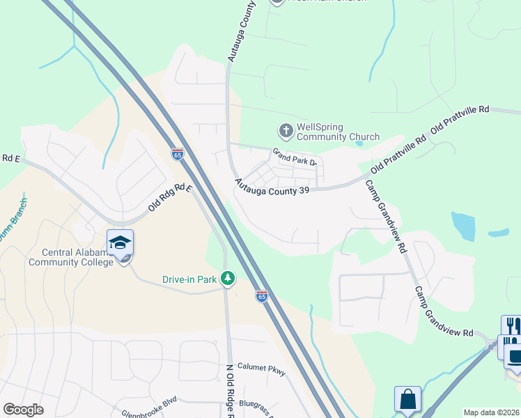 map of restaurants, bars, coffee shops, grocery stores, and more near 1223 County Road 39 in Deatsville