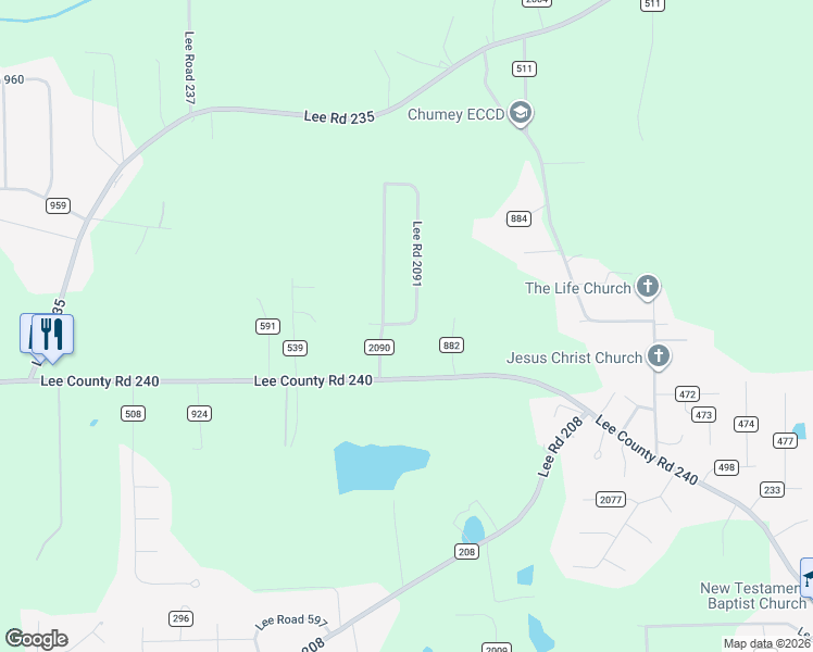 map of restaurants, bars, coffee shops, grocery stores, and more near 121 Lee Road 2091 in Phenix City