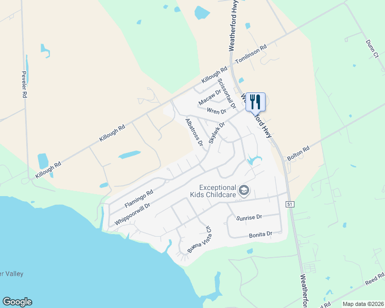 map of restaurants, bars, coffee shops, grocery stores, and more near 4612 Loon Court in Granbury