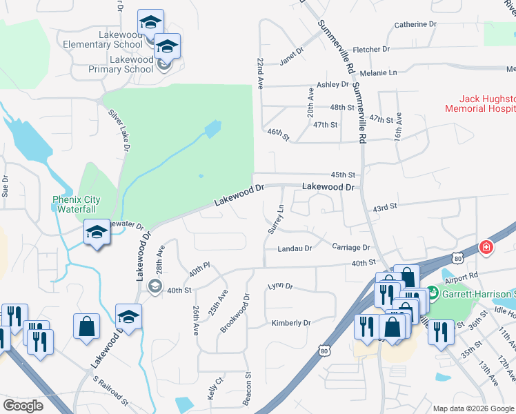 map of restaurants, bars, coffee shops, grocery stores, and more near 2011 Carriage Drive in Phenix City