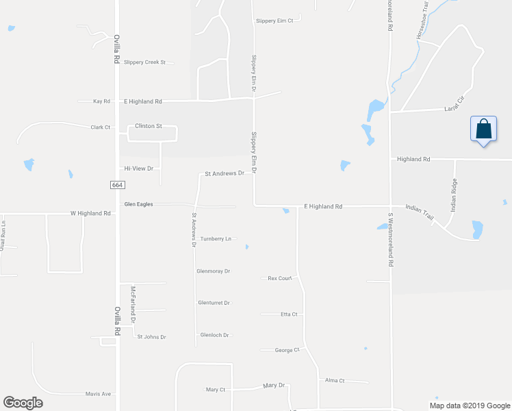 map of restaurants, bars, coffee shops, grocery stores, and more near 605 East Highland Road in Red Oak