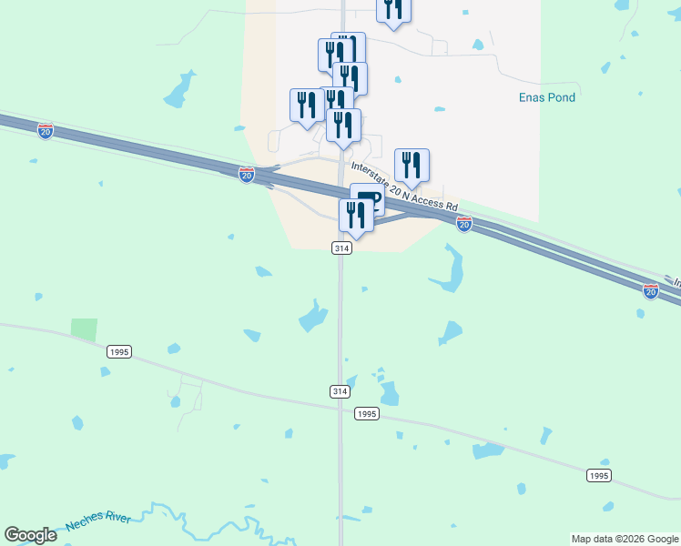map of restaurants, bars, coffee shops, grocery stores, and more near Farm to Market Road 314 in Van