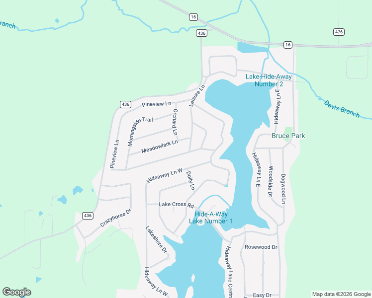 map of restaurants, bars, coffee shops, grocery stores, and more near 1611 Pineview Lane in Hideaway