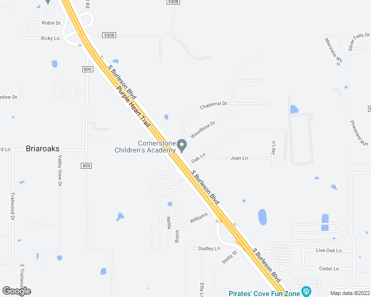 map of restaurants, bars, coffee shops, grocery stores, and more near 106 Woodbine Drive in Burleson