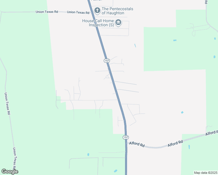 map of restaurants, bars, coffee shops, grocery stores, and more near 7261 Louisiana 157 in Haughton