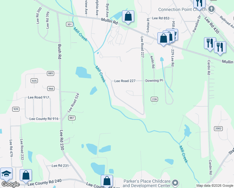 map of restaurants, bars, coffee shops, grocery stores, and more near 918 Lee Road 227 in Smiths Station