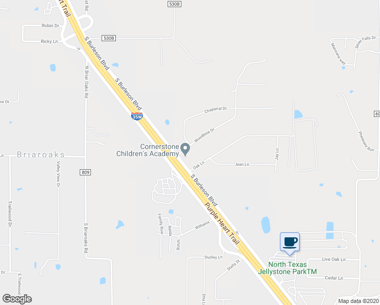 map of restaurants, bars, coffee shops, grocery stores, and more near 106 Woodbine Drive in Burleson