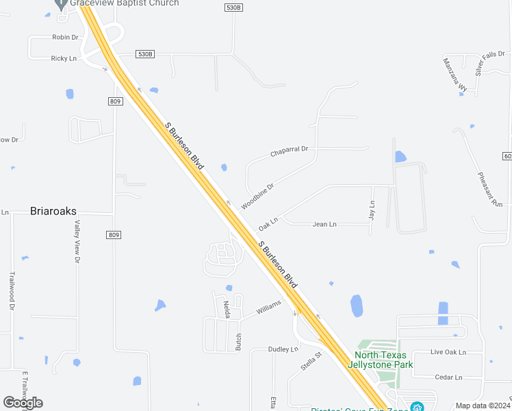 map of restaurants, bars, coffee shops, grocery stores, and more near 110 Woodbine Drive in Burleson