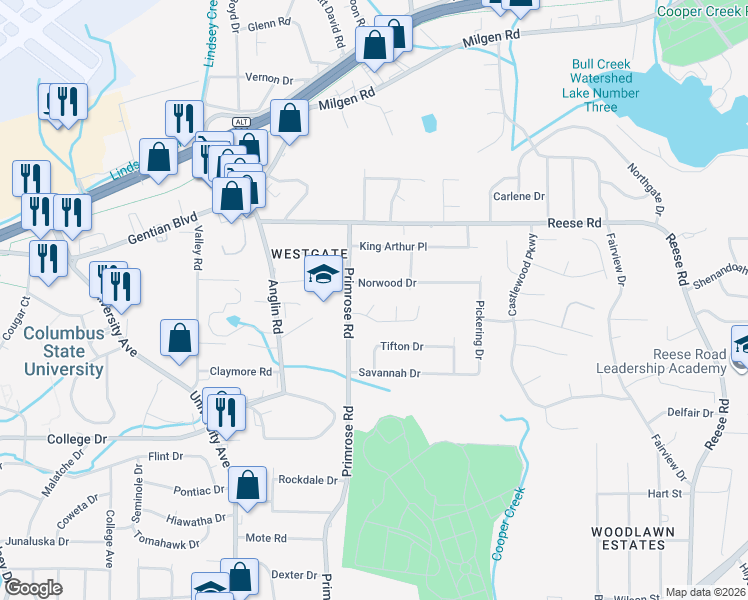 map of restaurants, bars, coffee shops, grocery stores, and more near 4006 Sealy Lane in Columbus