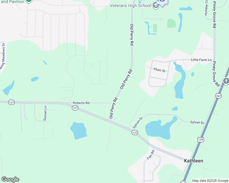 map of restaurants, bars, coffee shops, grocery stores, and more near 703 Old Perry Road in Kathleen