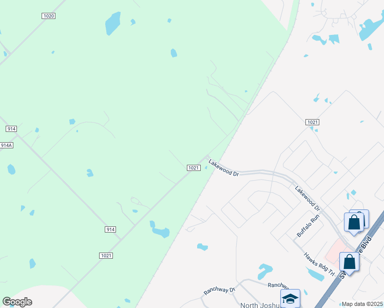map of restaurants, bars, coffee shops, grocery stores, and more near 1036 County Road 1021 in Burleson