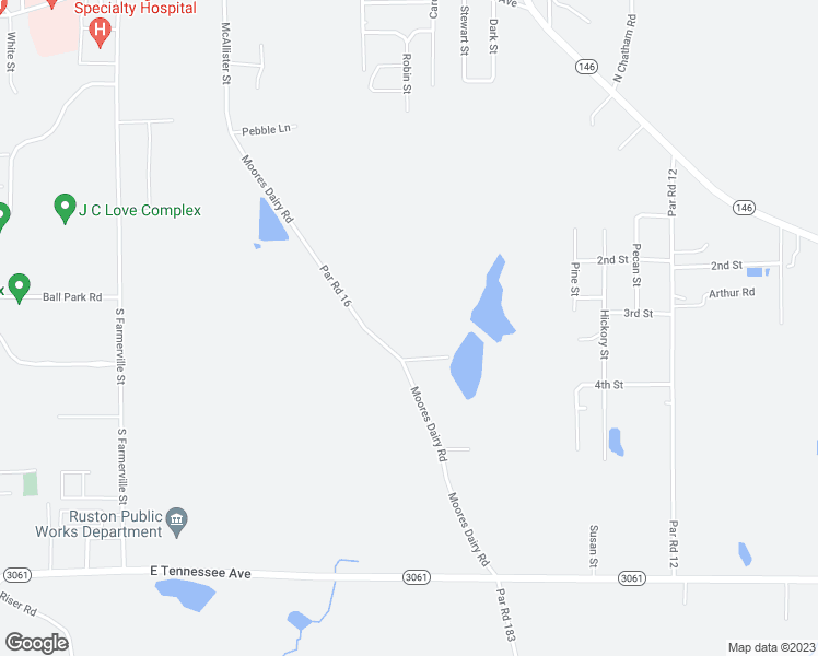 map of restaurants, bars, coffee shops, grocery stores, and more near 1953 Moores Dairy Road in Ruston