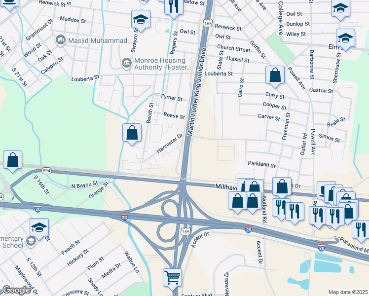 map of restaurants, bars, coffee shops, grocery stores, and more near in 