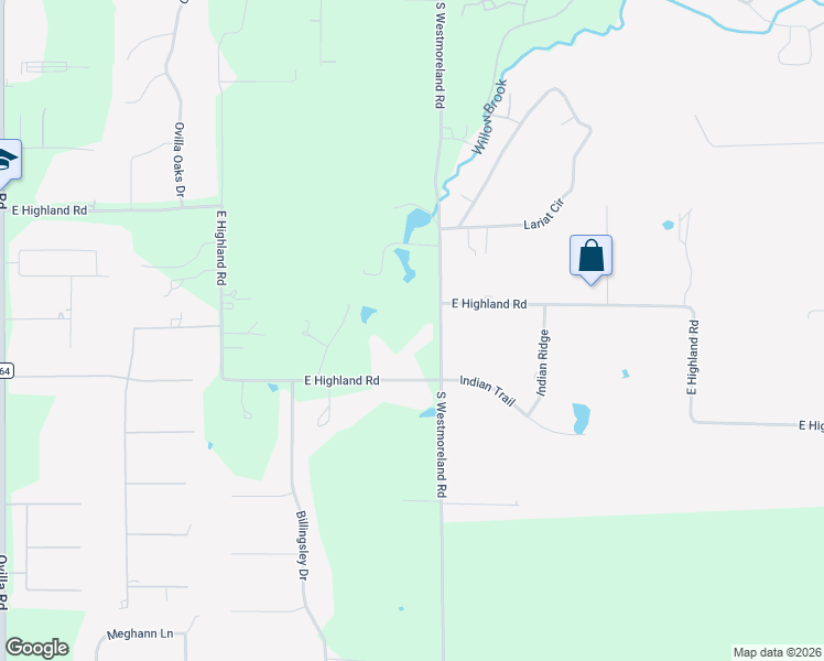 map of restaurants, bars, coffee shops, grocery stores, and more near 1817 South Westmoreland Road in Red Oak